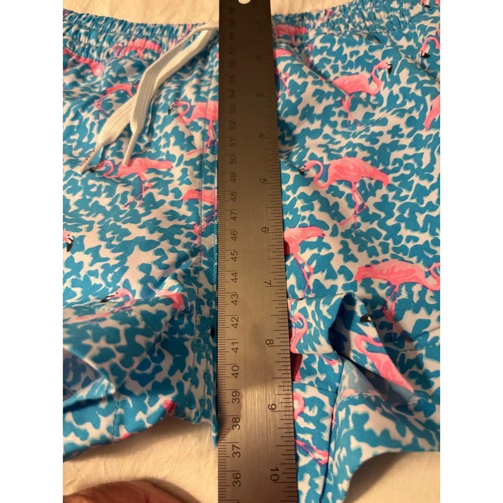 Chubbies Youth Boys Swim Trunks Pink Flamingo Teal Blue Mesh Lined Shorts XS 6/7
